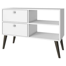 Load image into Gallery viewer, White Grey Wood Modern Classic Mid-Century Style TV Stand Entertainment Center