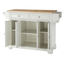 Load image into Gallery viewer, White Kitchen Island Storage Cabinet with Solid Wood Top